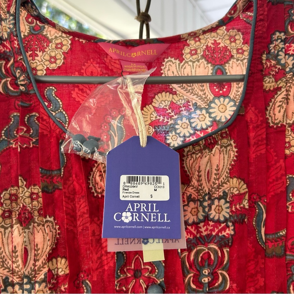 April Cornell Red and Green Floral  Dress - Picture 4 of 4
